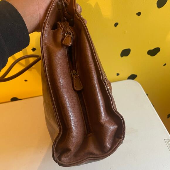 Vintage Brown Patchwork Faux Leather Tote | Boho Croc & Snake Texture Bag - Picture 8 of 9